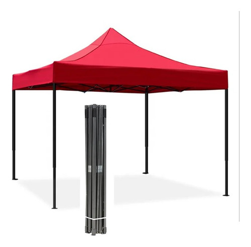 Toldo Plegable 3x3 Lona Engomada Rojo Oxford 600d/chidi