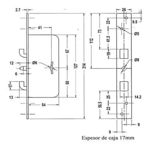 Imagen 2 de 2 de Cerradura Acytra 701 Para Puerta Corrediza.