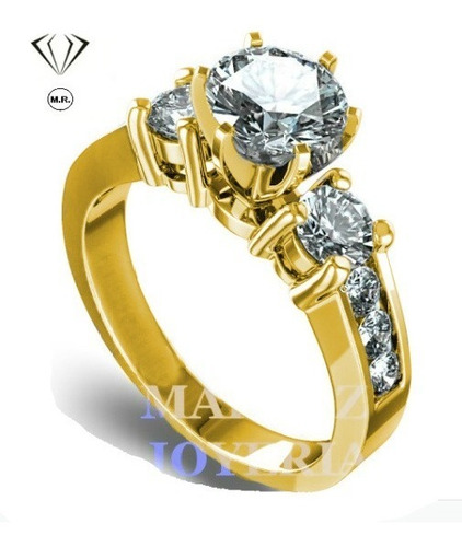 Anillo Compromiso Oro 14k Moissanitas Modelo Rotterdam