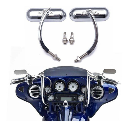 2 Espejos Plateados Para Harley Davidson Dyna Softail Series