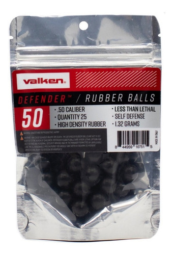 25 Pelotas Reusables De Goma Cal .50 Valken Defender Xtre C