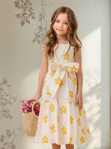 Vestido Com Bordado Floral Animê