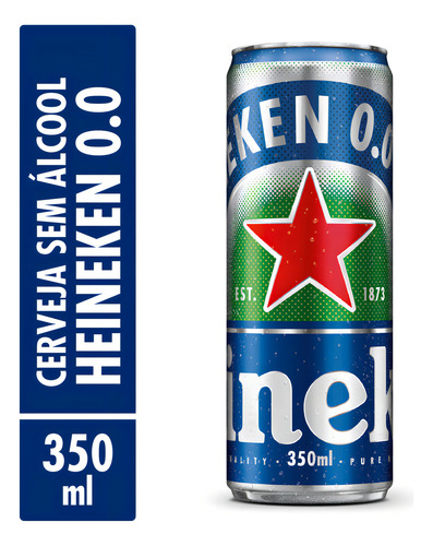 Cerveja Premium Heineken Zero Lata 350ml Kit 12 Unidades
