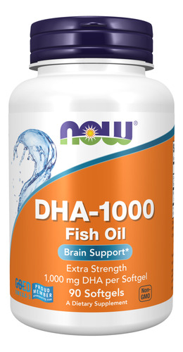 Suplemento NOW Foods Dha-1000 Brain Support Força Extra 90 Softgel Sem Sabor