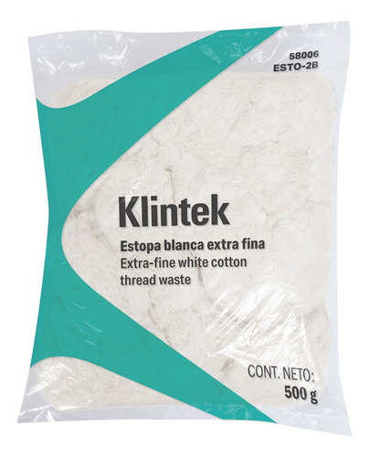 Bolsa De 1/2 Kg De Estopa Color Blanca, Klintek 58006 Color Blanco