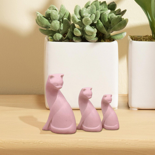 5 Figura De Gato En Miniatura Hecha A Mano Para Casa De Rosa
