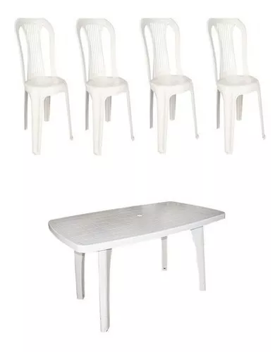 Conjunto Mesa 4 Cadeiras Bistro Branca Plástico Antares - WebContinental