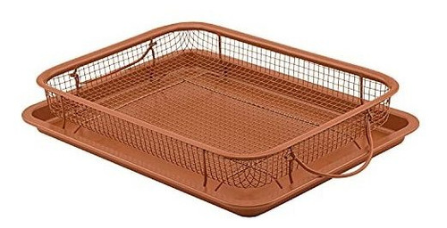 G&s Metal Nonstick Oven Crisper Basket With Pan, 13.9 X 9.9,