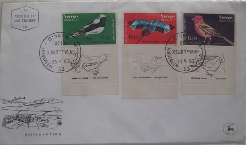 D3251 - Israel - Fauna Pássaros C/ Tab Fdc Yvert Nº 28/30 Aé