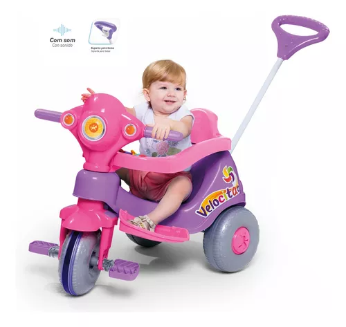 Triciclo Motoca Infantil Velotrol Com Apoio Para os Pés, Empurrador,  Protetor, e Pedal Para Menino e Menina - Certificado Inmetro