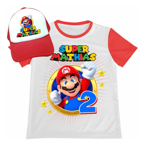 Franela Mas Gorra Niño Niña Super Mario Bros Algodon