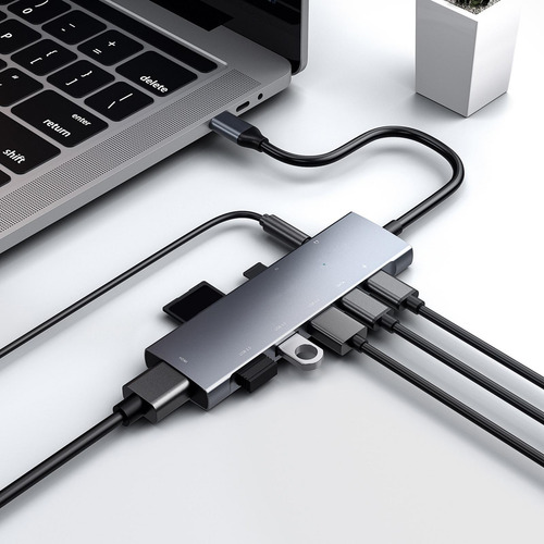 Hub Universal 9 Em 1 Usb-c Com 4k 3 Usb3.0 Ethernet Sd E
