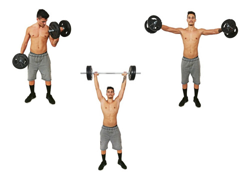 Kit Musculação 2  Halter 40cm + 50kg 1 Barra 1,80m 1 Barra W