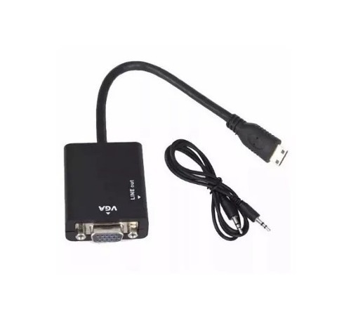 Imagem 2 de 3 de Hdmi Para Vga Com Áudio P2 Conversor Adaptador De Vídeo