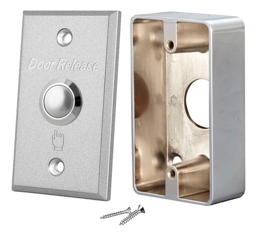 Boton Liberador Puerta Aluminio 86x50mm Control Acceso+ Caja