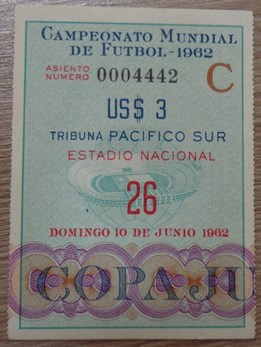 Entrada Mundial Chile 1962 Yugoslavia/alemania
