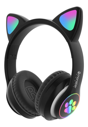 Audifono Wireless Monster Kids Cat Negro Luces / Tecnocenter