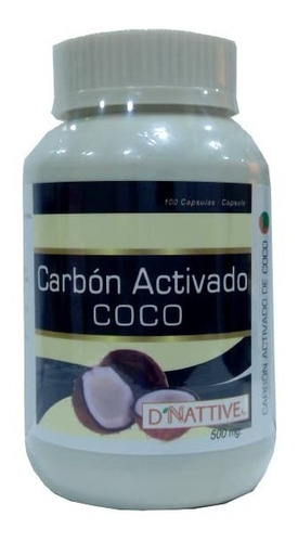 Carbón Activado De Coco - Frasco X 100 Cápsulas X 500 Mg