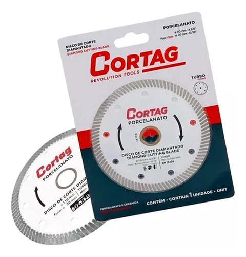 Kit 2 Disco Diamantado Turbo Porcelanato 110mm Piso Cortag