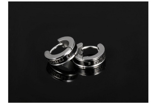 Imagen 2 de 5 de Aretes Grecas De Acero - 1201
