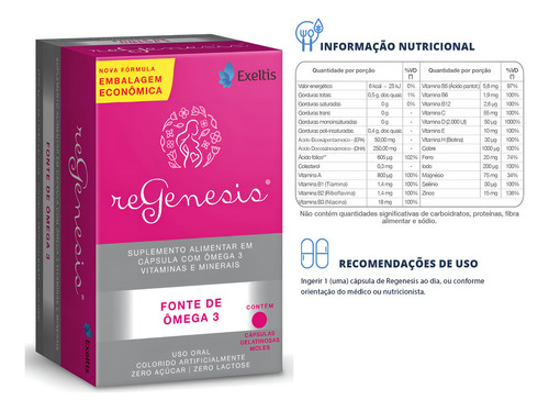 Exeltis Regenesis Ômega 3 Dha 30 Cápsulas Sem Sabor