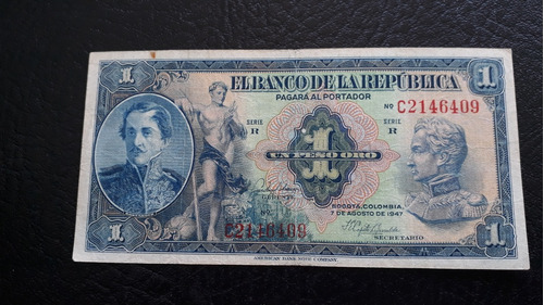 Colombia 1 Peso Oro De 1947