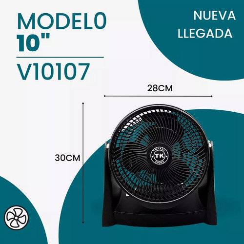 Ventilador Escritorio10 Negro 3 Velocidades Ajuste Vertical