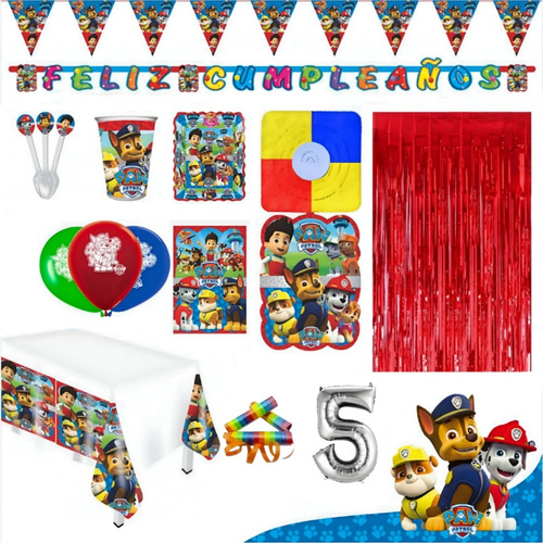 Kit Infantil Decoración Fiesta - Paw Patrol X36 Invitados