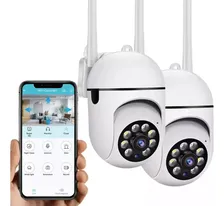 2 Piezas Cámara De Seguridad Wifi Hd 1080p Foco 360° Alarma Con Resolución 3mp Visión Nocturna Camaras De Vigilancia Inalambricas Exterior Blanco