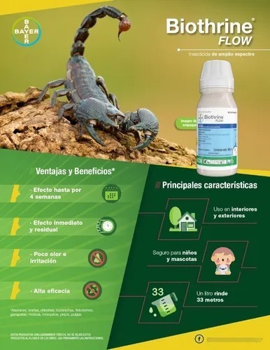 Imagen 3 de 8 de Mata Chinches Líquido Biothrine Flow Bayer 100 Ml