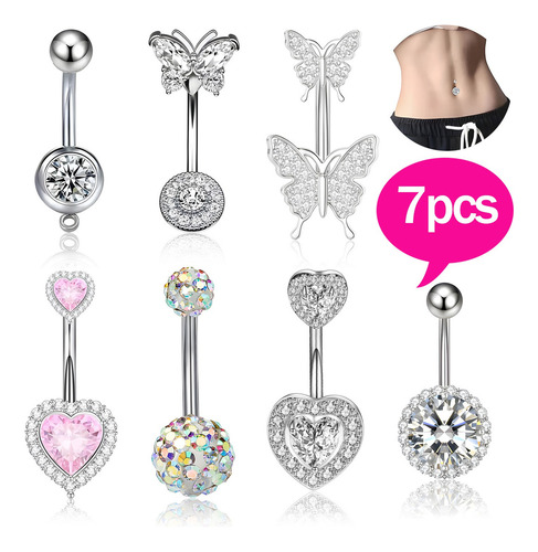 7pcs Piercing Para Ombligo Amargo De 10 Mm Acero Inoxidable