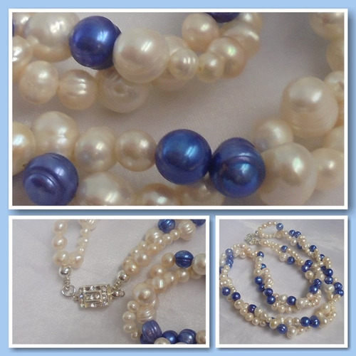 Collar Perlas Cultivadas Serenos Azules Doble