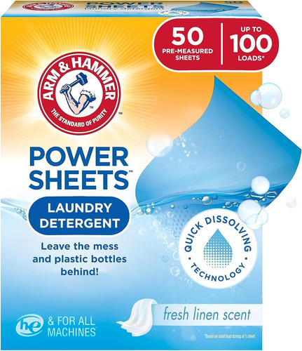 Detergente Para Ropa Arm & Hammer 50 Láminas Solubles Jabón