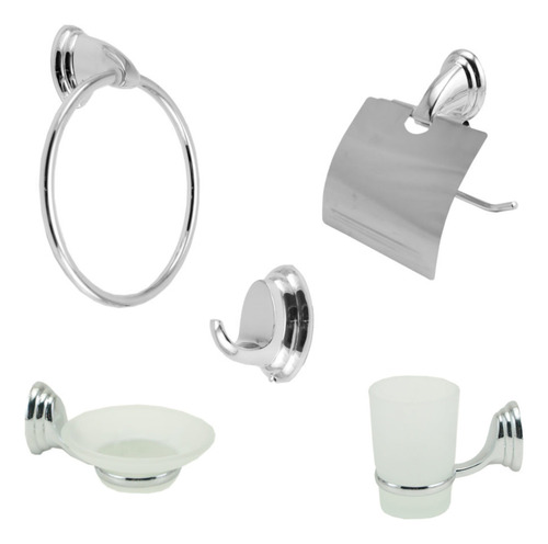 Set Accesorios Etna Daccord Baño 5 Piezas Cromado Kit