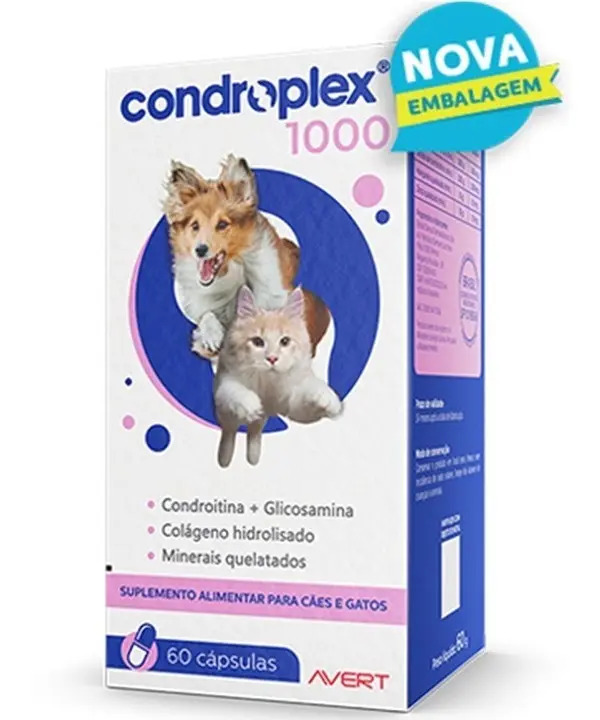 Suplemento Avert Condroplex 1000 Cães e Gatos 60 Cápsulas