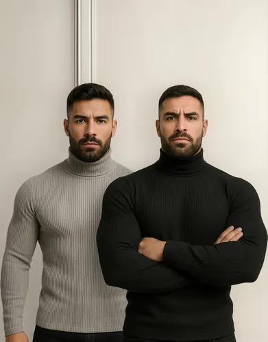 Kit 2 Blusa Cacharrel Masculino Gola Alta Canelado Camisas