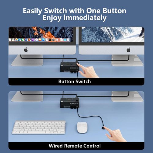 Conmutador Kvm De 3 Monitores 2 Computadoras, Conmutador