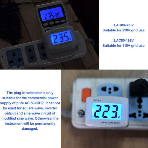 Voltímetro Digital Lcd 80-300v Probador De Voltaje Enchufe