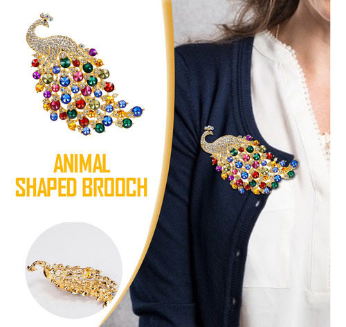 De Broche En Forma De Pavo Real Con Diamantes De Imitación