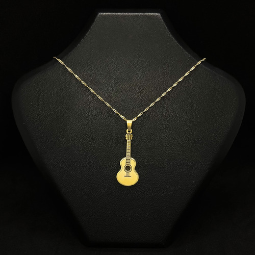 Cadena Y Dije Guitarra Criolla Música Músico Oro 18k Oro 18k 45 Cm
