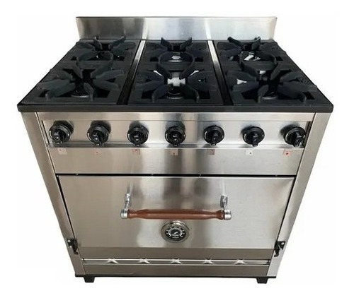 Cocina Industrial Pevi 6 Hornallas Acero Inox 85 Cm