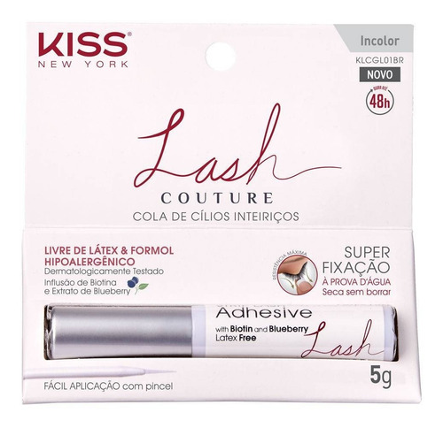 Cola Para Cílios Kiss New York 48h Lash Couture Incolor 5g