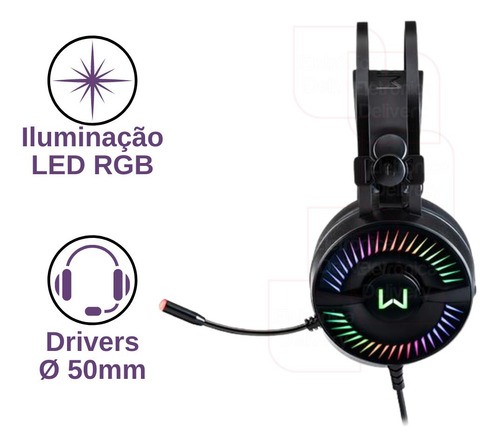 Imagem 2 de 8 de Fone Headset Gamer Rgb Usb 2.0 Warrior Flamma - Ph306
