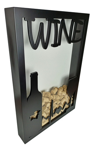 Quadro Porta Rolhas De Vinho - Wine 250 Rolhas Cor Madeira