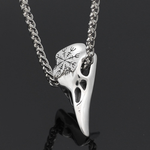 Imagen 5 de 6 de Collar Raven Vikingo Cuervo Amuleto Acero Inoxidable Hombre