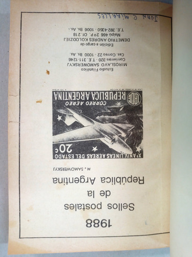 Libro Catálogo Sellos Postales Argentina 1988 (Usado)