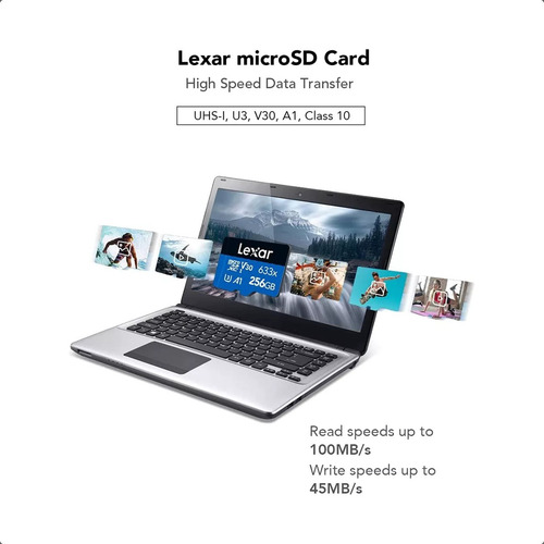 Tarjeta Micro Sd Lexar 256 Gb 100mb/s 633x A1 V30 U3 4k