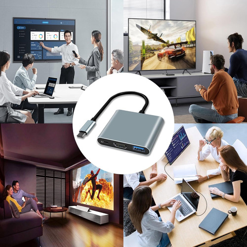 Hub Adaptador Usb Tipo C 3 En 1 Hdmi Mac