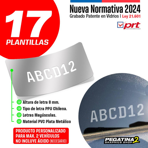 Grabado Patente Vidrio Plantilla Nueva Normativa 2024