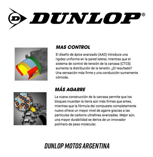 Cubierta Dunlop Motocross 70/100-17 40m Wt Mx33f